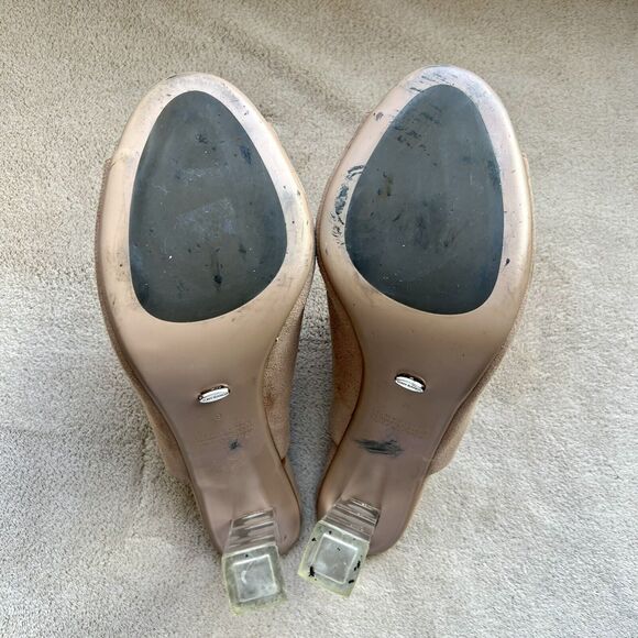 Tony Bianco Nude Suede Sandals with Clear Heel - Picture 13 of 15
